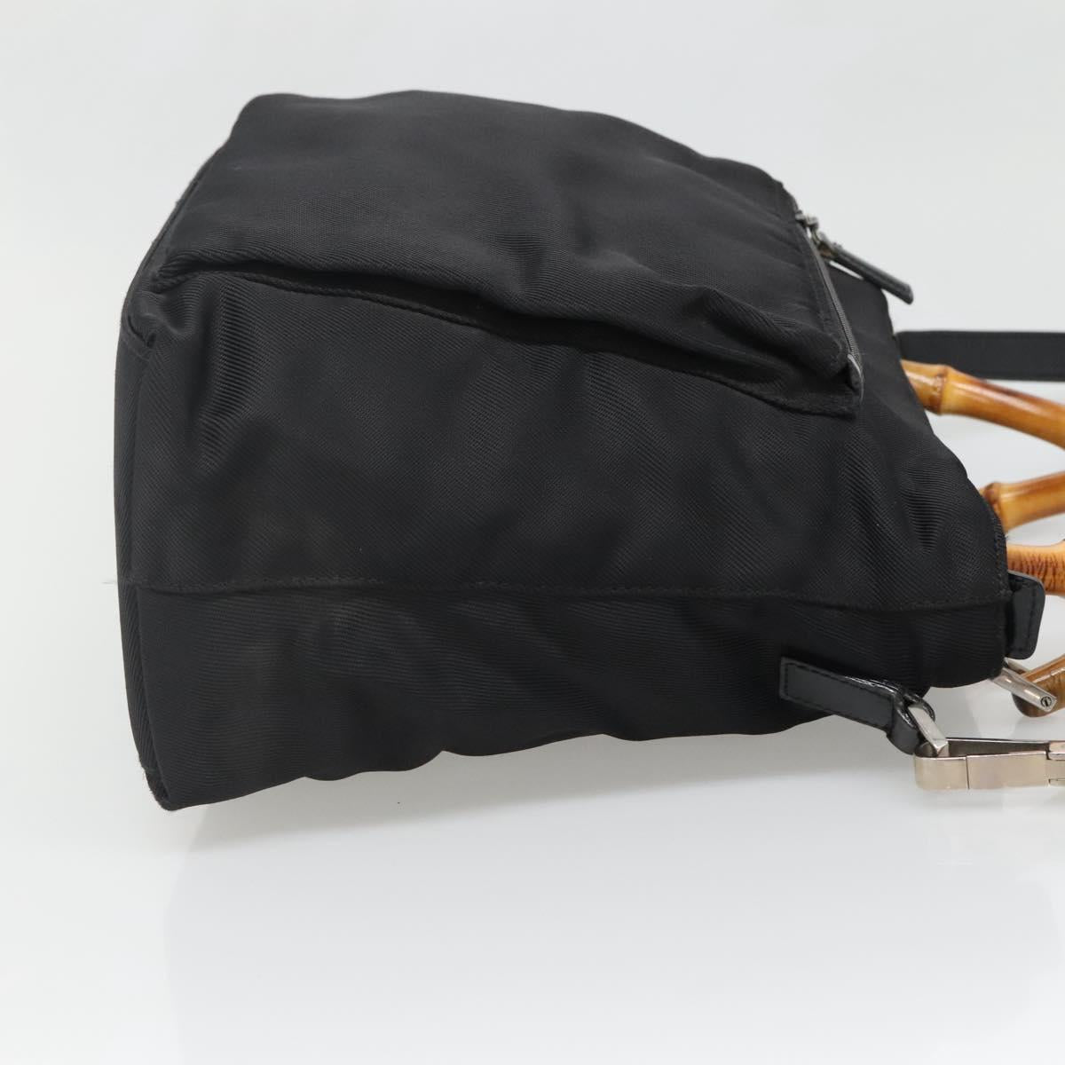 GUCCI Bamboo Hand Bag Nylon 2way Black Silver 002 2058 0508 5 Auth 138391