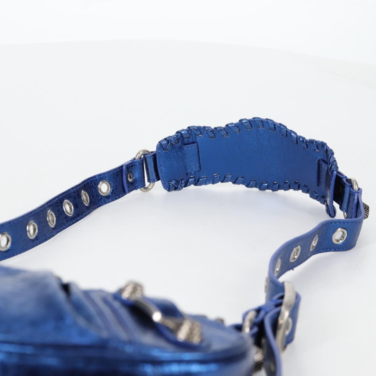 BALENCIAGA luka goal Shoulder Bag Leather Blue 671309 Auth 138394M