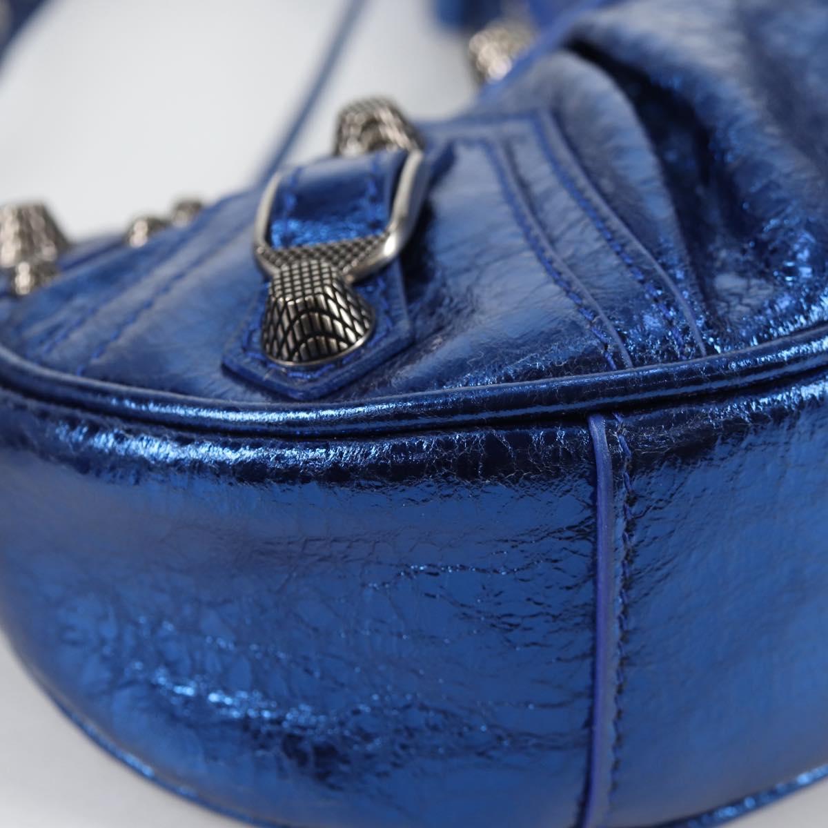 BALENCIAGA luka goal Shoulder Bag Leather Blue 671309 Auth 138394M