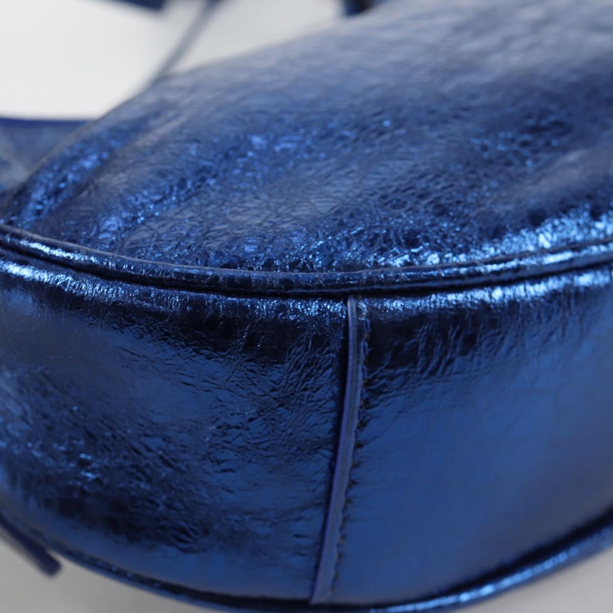 BALENCIAGA luka goal Shoulder Bag Leather Blue 671309 Auth 138394M