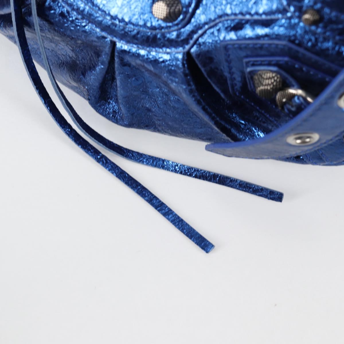 BALENCIAGA luka goal Shoulder Bag Leather Blue 671309 Auth 138394M