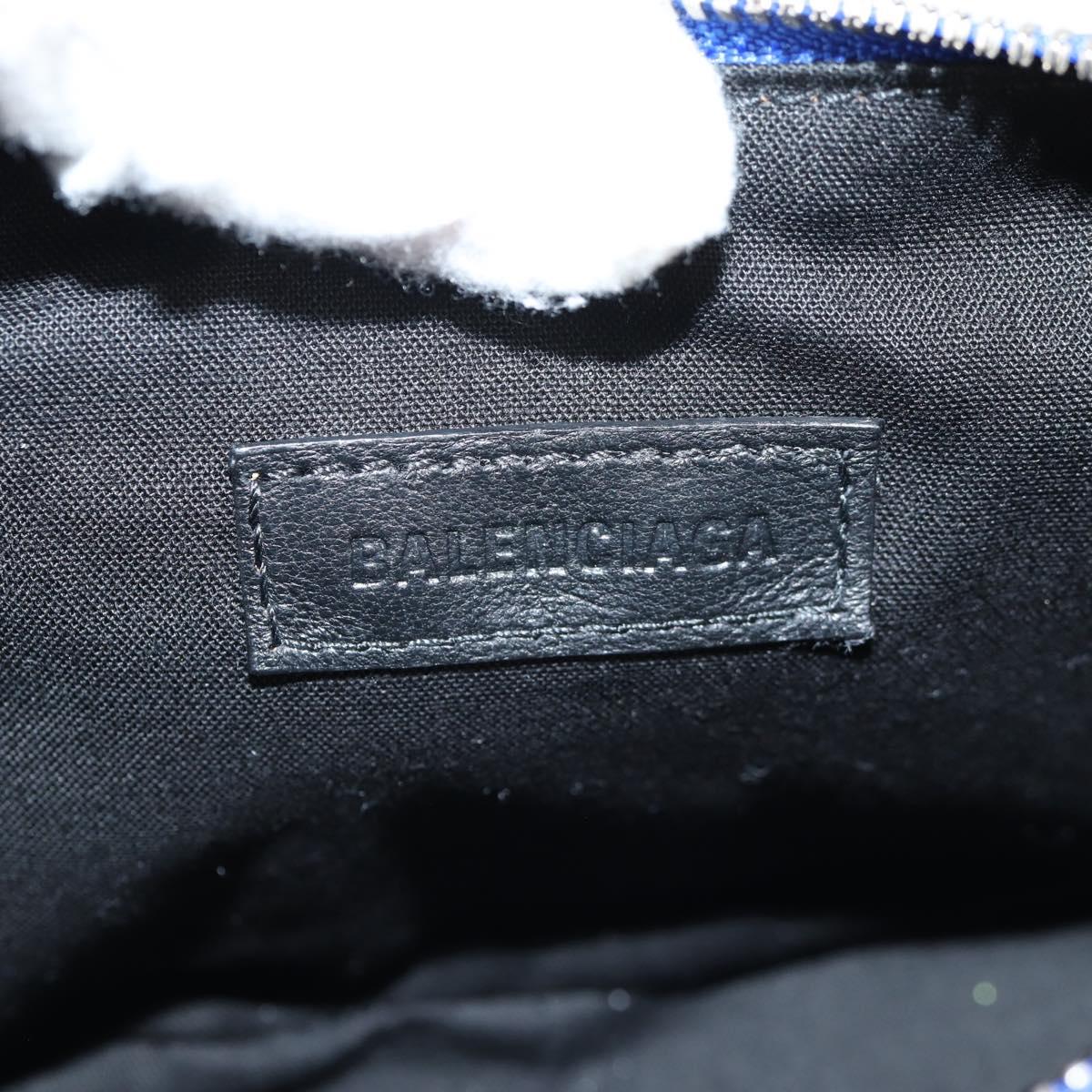 BALENCIAGA luka goal Shoulder Bag Leather Blue 671309 Auth 138394M