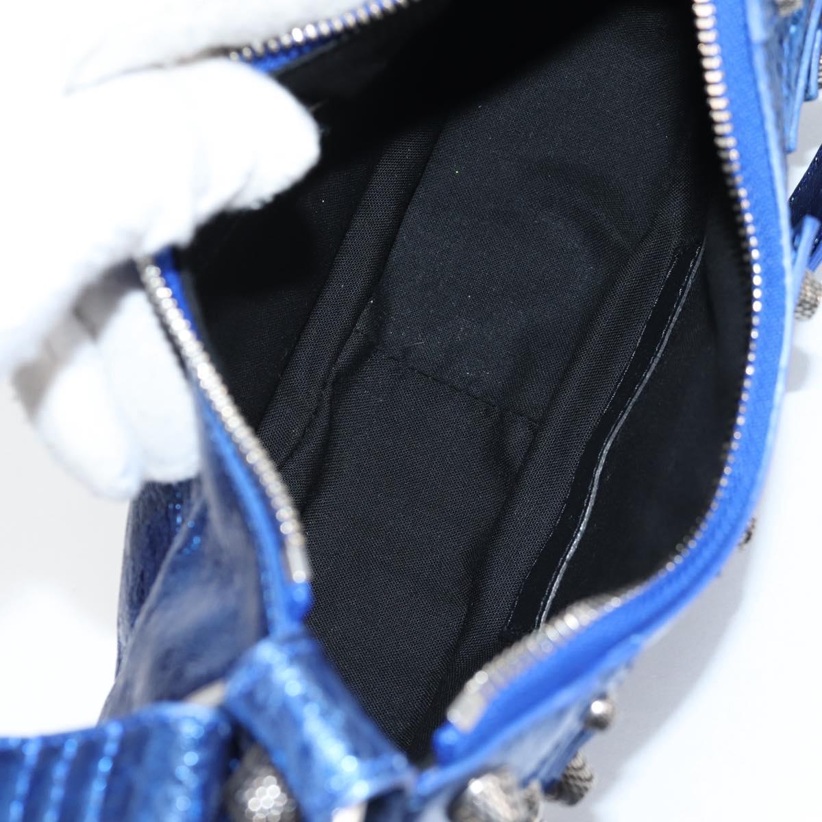 BALENCIAGA luka goal Shoulder Bag Leather Blue 671309 Auth 138394M
