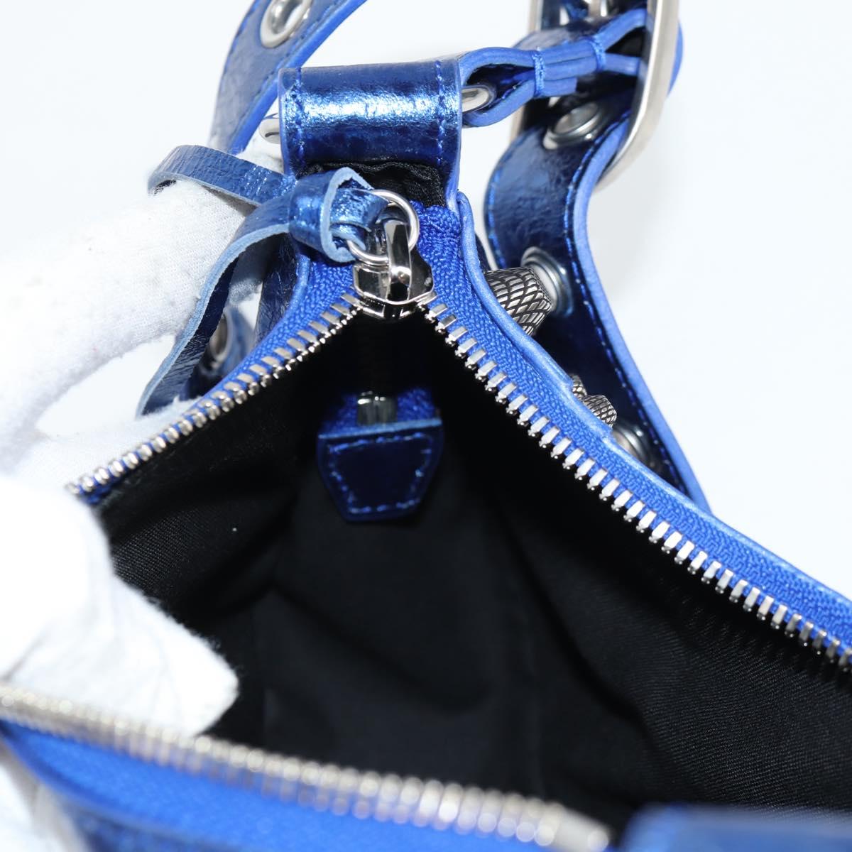 BALENCIAGA luka goal Shoulder Bag Leather Blue 671309 Auth 138394M