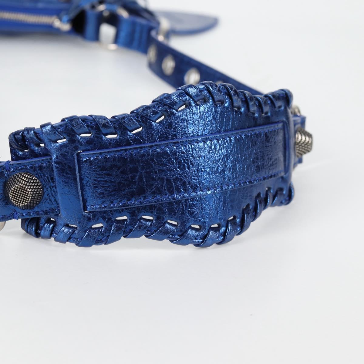BALENCIAGA luka goal Shoulder Bag Leather Blue 671309 Auth 138394M