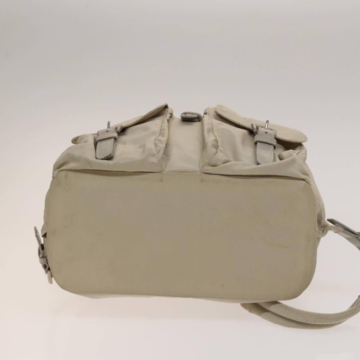 PRADA Backpack Nylon Ivory Silver Auth 138397