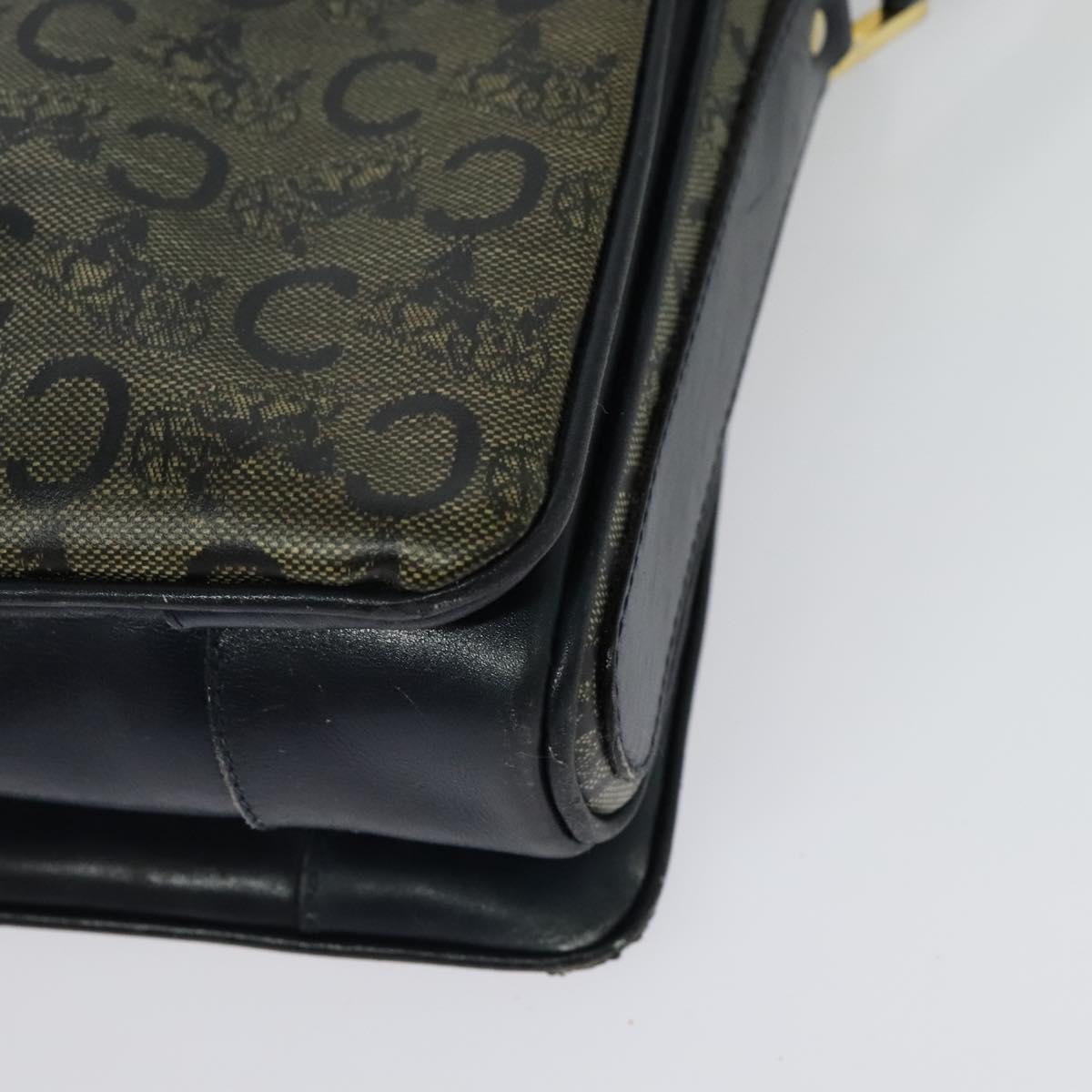 CELINE C Sulky Shoulder Bag PVC Navy Gold Auth 138407