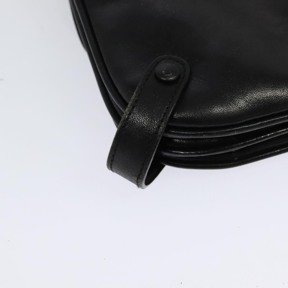 CELINE Shoulder Bag Leather Black Gold Auth 138409