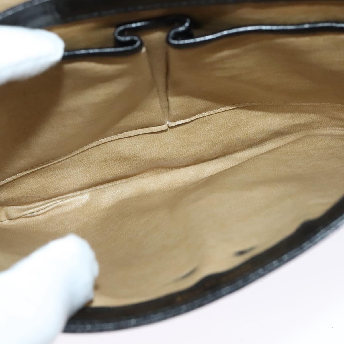 CELINE Shoulder Bag Leather Black Gold Auth 138409