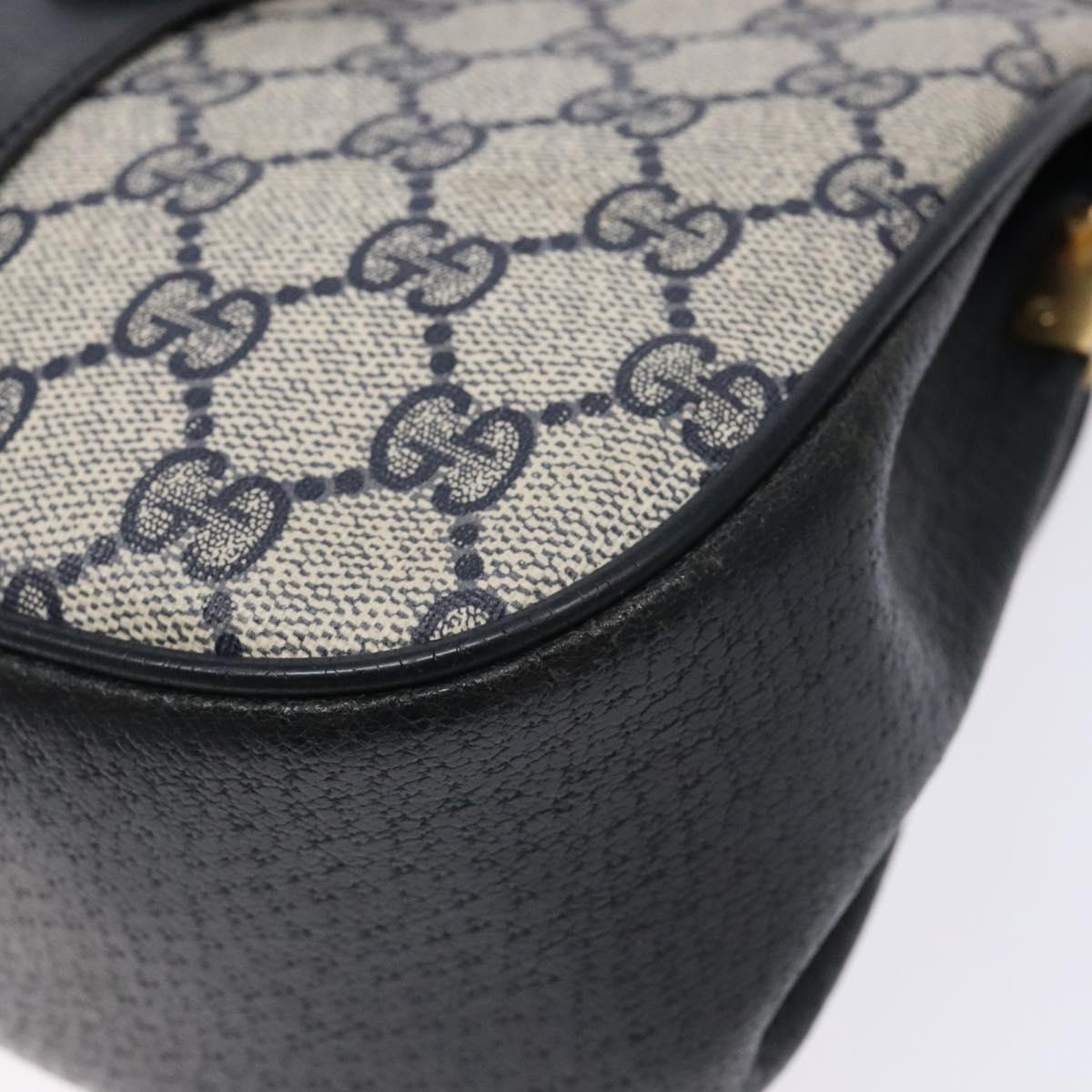 GUCCI GG Supreme Sherry Line Bag PVC Navy Gold Red 10 02 024 Auth 138412