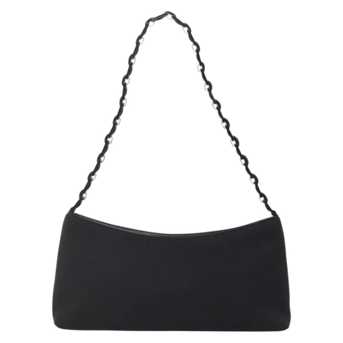 Salvatore Ferragamo Chain Vala Shoulder Bag Nylon Black Silver Auth 138415