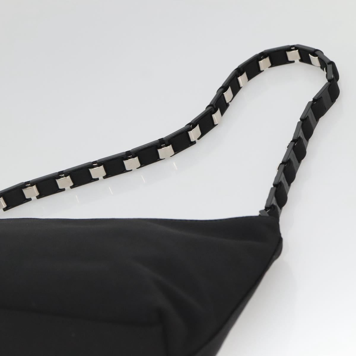 Salvatore Ferragamo Chain Vala Shoulder Bag Nylon Black Silver Auth 138415
