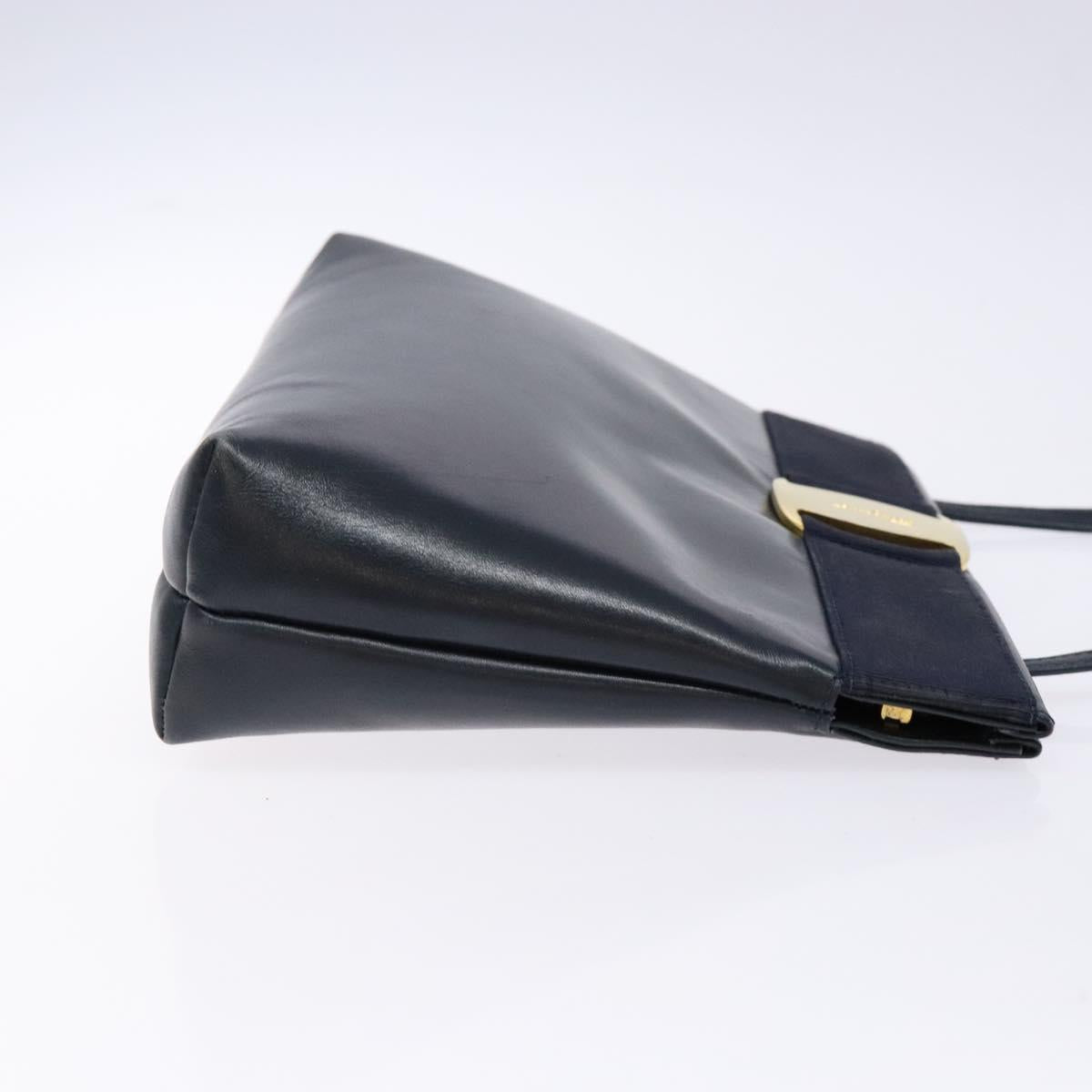 Salvatore Ferragamo Vala Shoulder Bag Leather Black Gold Auth 138416