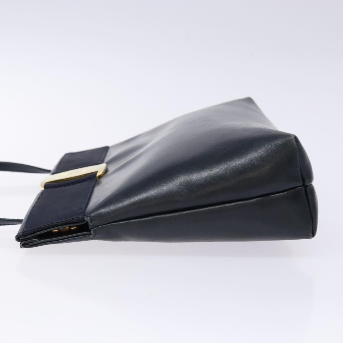 Salvatore Ferragamo Vala Shoulder Bag Leather Black Gold Auth 138416