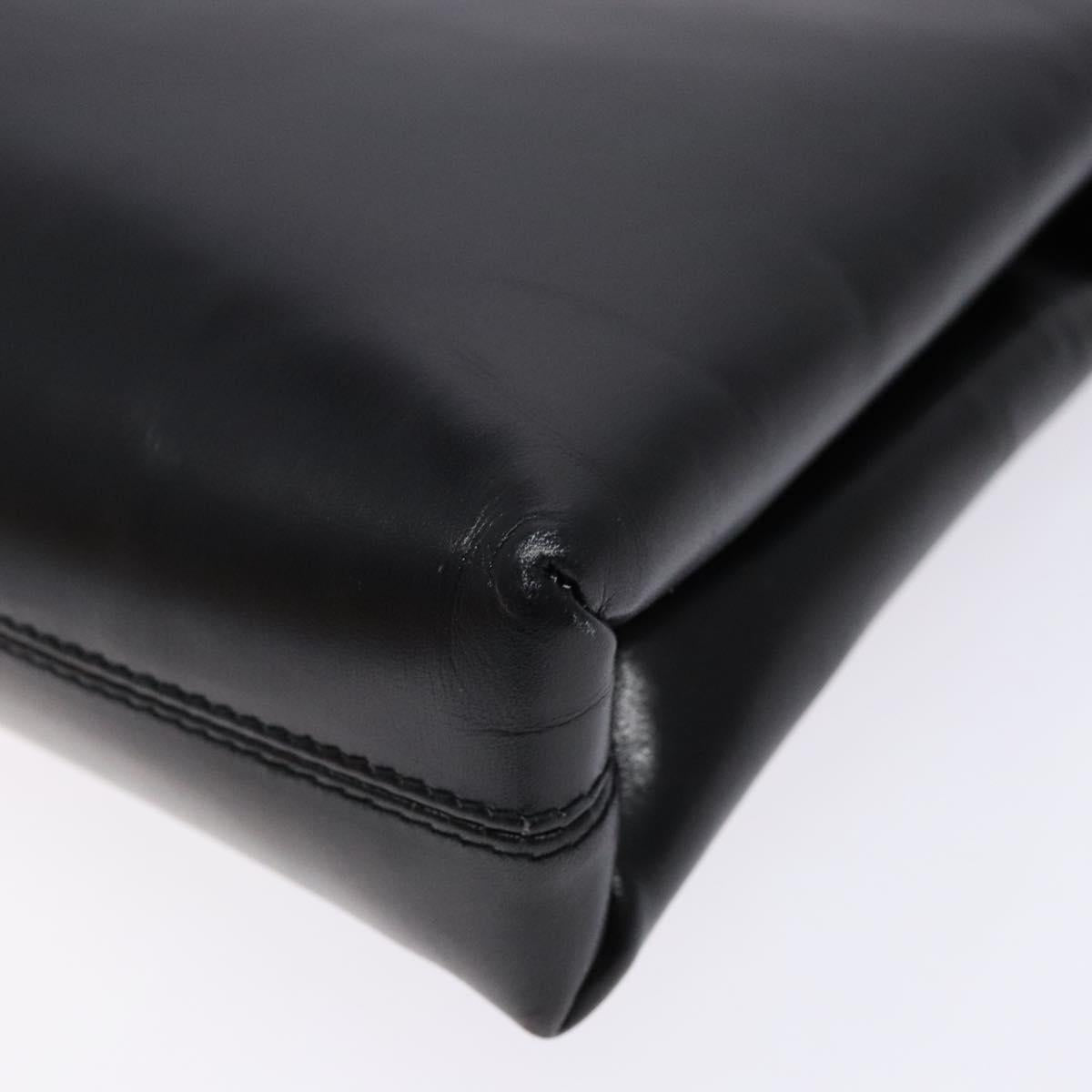 Salvatore Ferragamo Gancini Chain Shoulder Bag Leather Black Gold Auth 138417