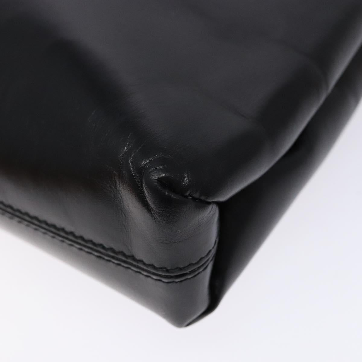 Salvatore Ferragamo Gancini Chain Shoulder Bag Leather Black Gold Auth 138417