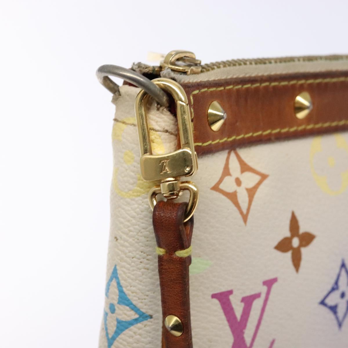 LOUIS VUITTON Monogram Multicolor Pochette Pouch White M92649 LV Auth 138420