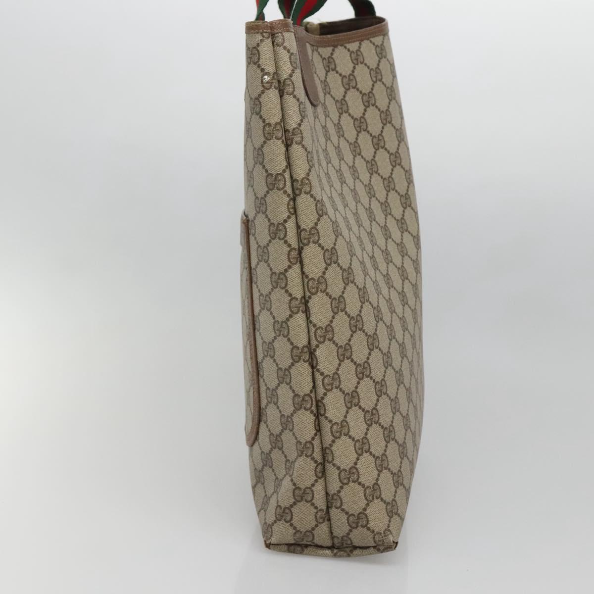 GUCCI GG Supreme Web Sherry Line Tote Bag PVC Beige Red 39 02 003 Auth 138451