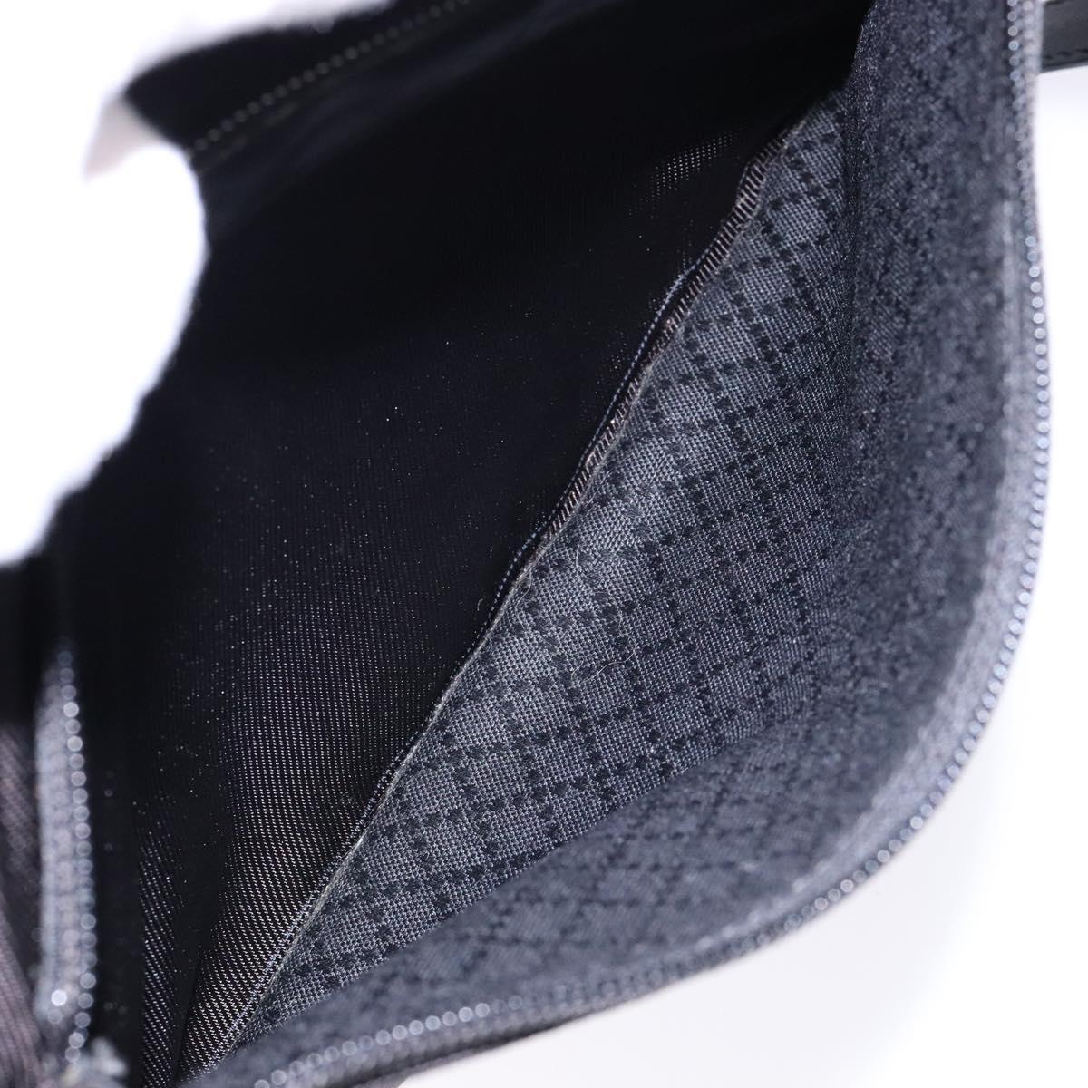 GUCCI Bamboo Hand Bag Nylon 2way Black Silver 000 2404 0509 Auth 138453