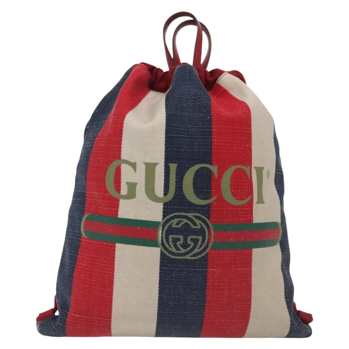 GUCCI Backpack Canvas Blue Red 473872 Auth 138454