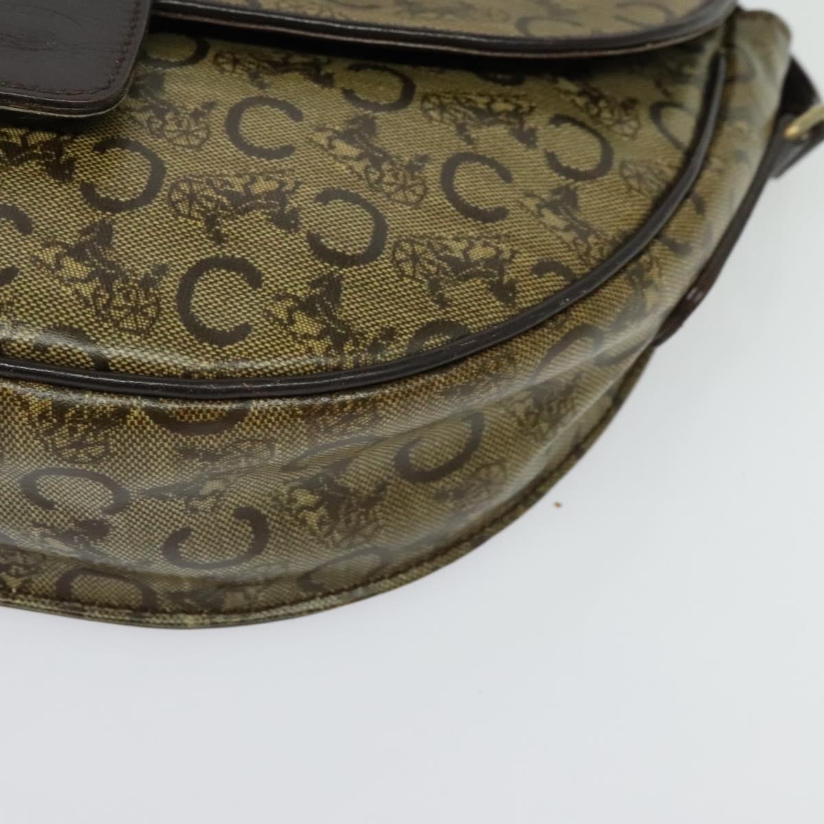 CELINE C Sulky Shoulder Bag PVC Beige Gold Auth 138455