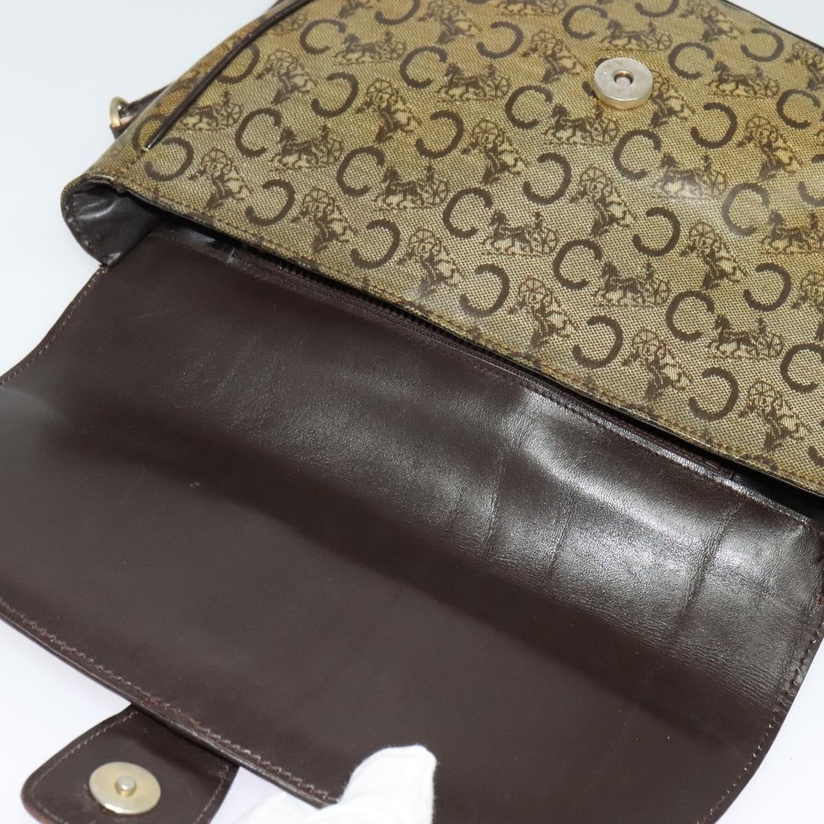 CELINE C Sulky Shoulder Bag PVC Beige Gold Auth 138455