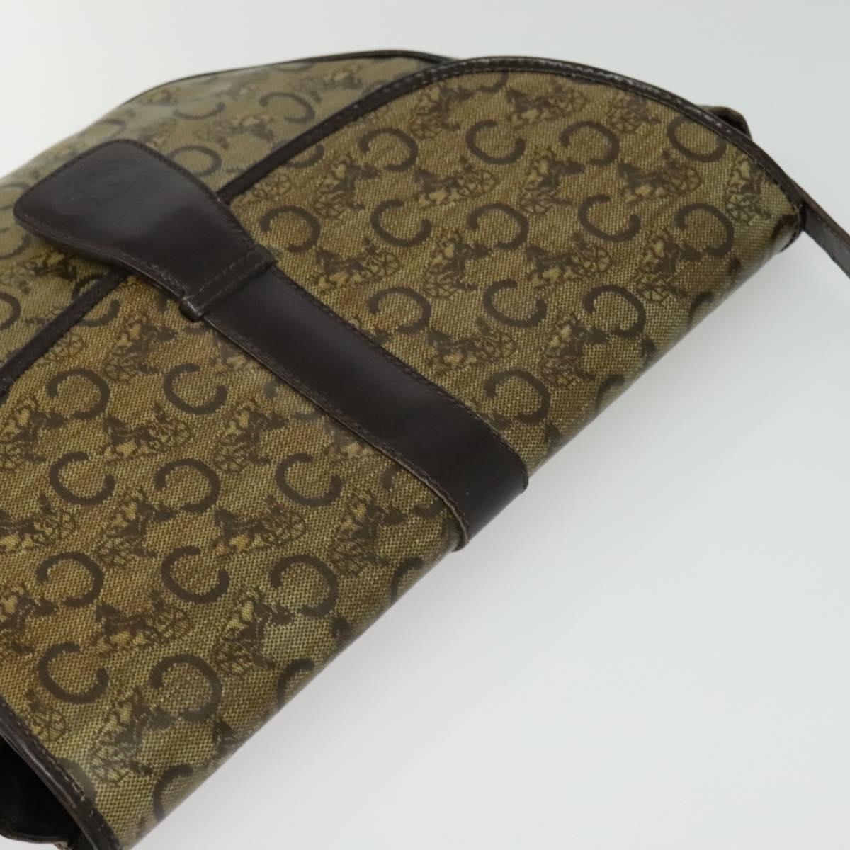 CELINE C Sulky Shoulder Bag PVC Beige Gold Auth 138455