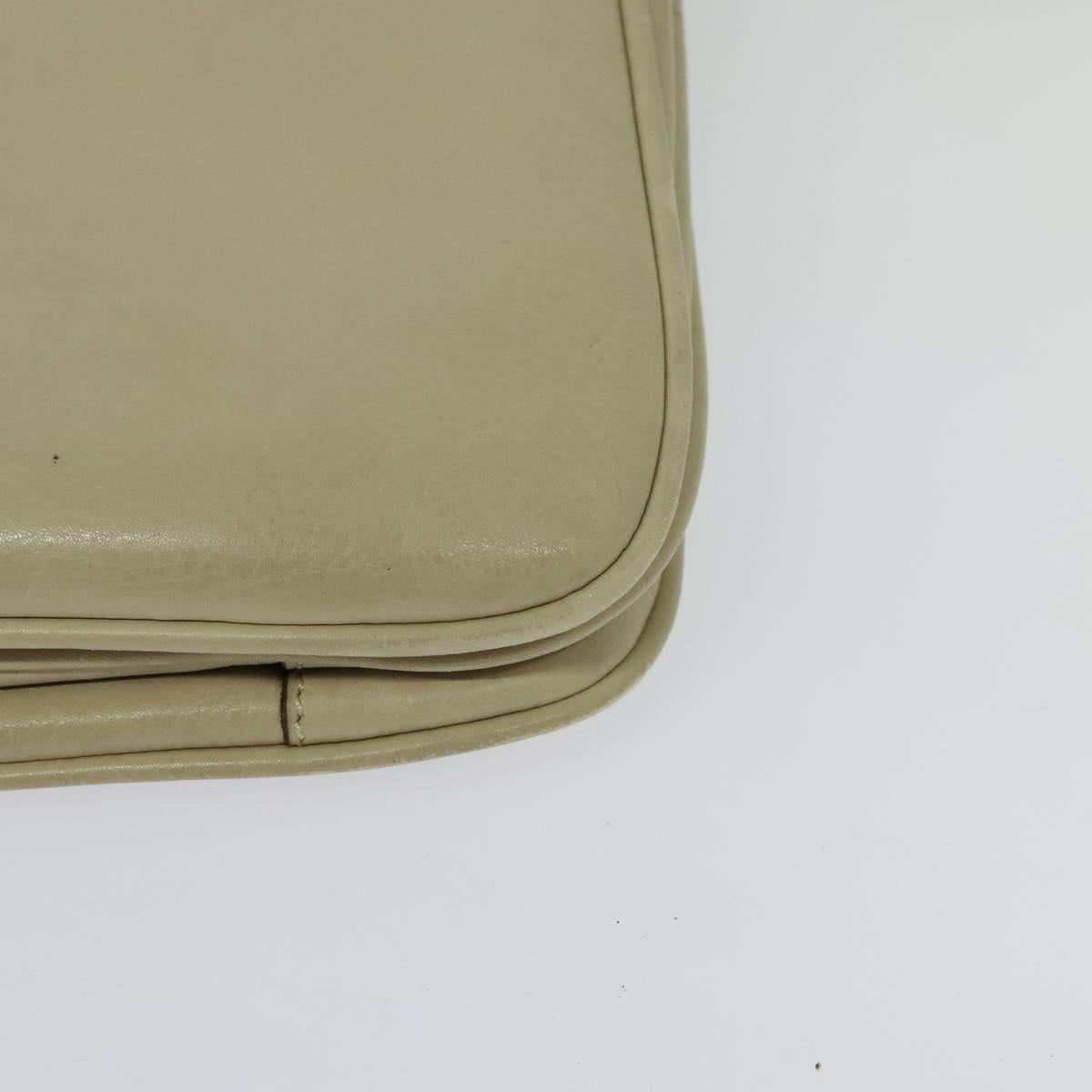 CELINE Shoulder Bag Leather Ivory Gold Auth 138458