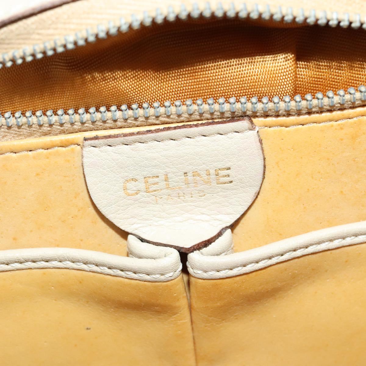 CELINE Shoulder Bag Leather Ivory Gold Auth 138458