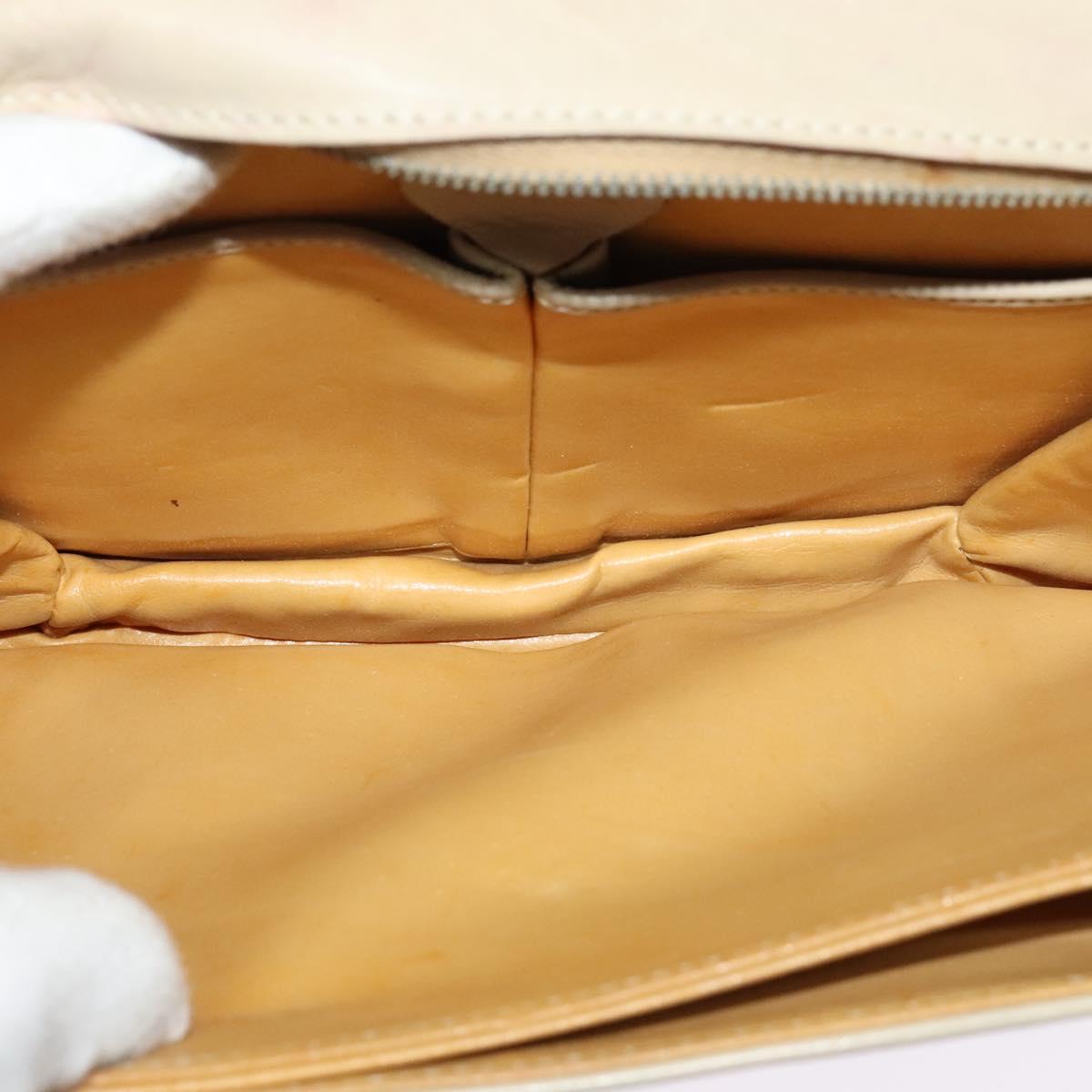 CELINE Shoulder Bag Leather Ivory Gold Auth 138458