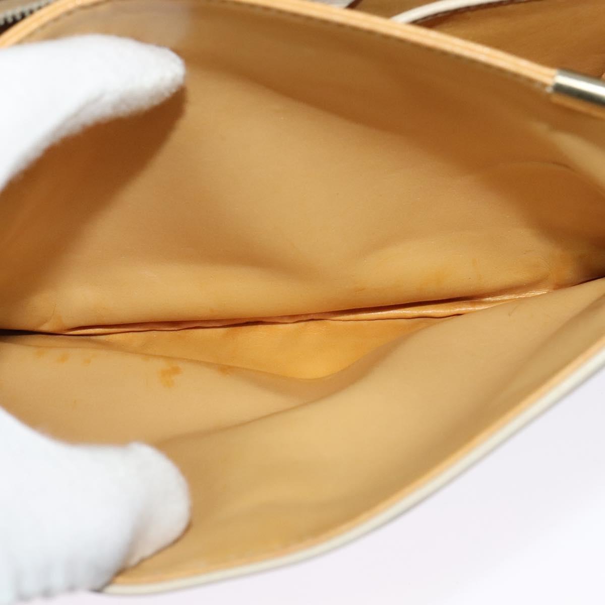 CELINE Shoulder Bag Leather Ivory Gold Auth 138458