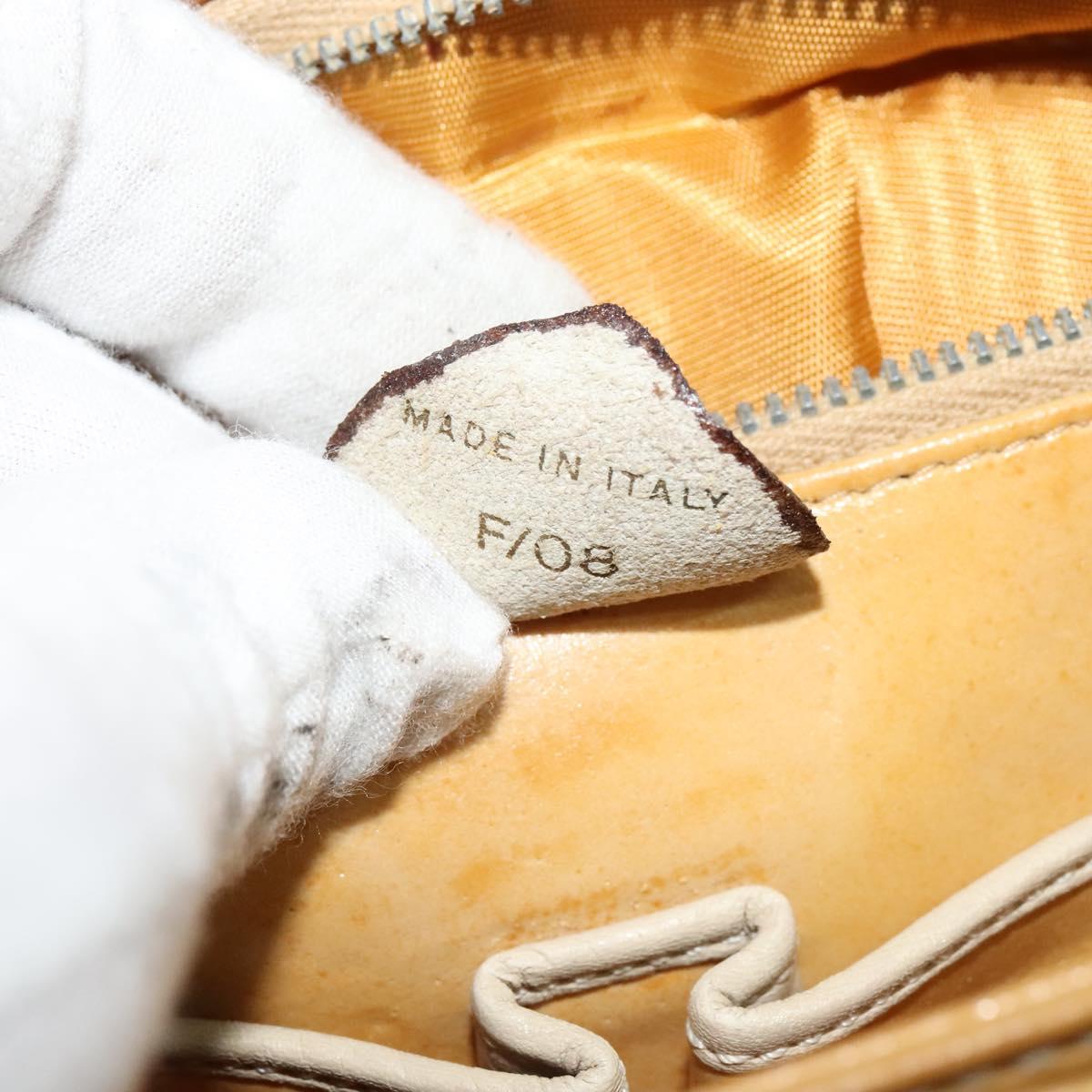 CELINE Shoulder Bag Leather Ivory Gold Auth 138458