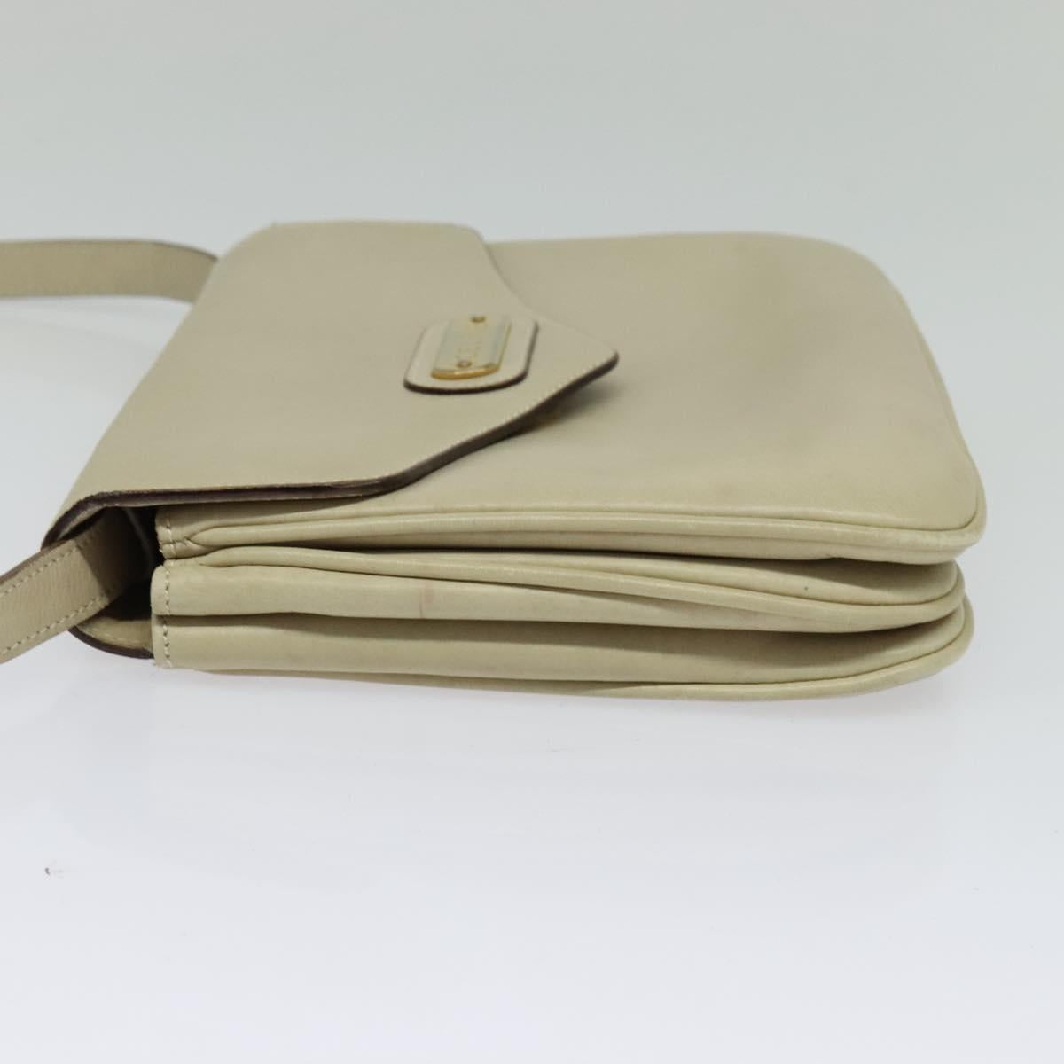 CELINE Shoulder Bag Leather Ivory Gold Auth 138458