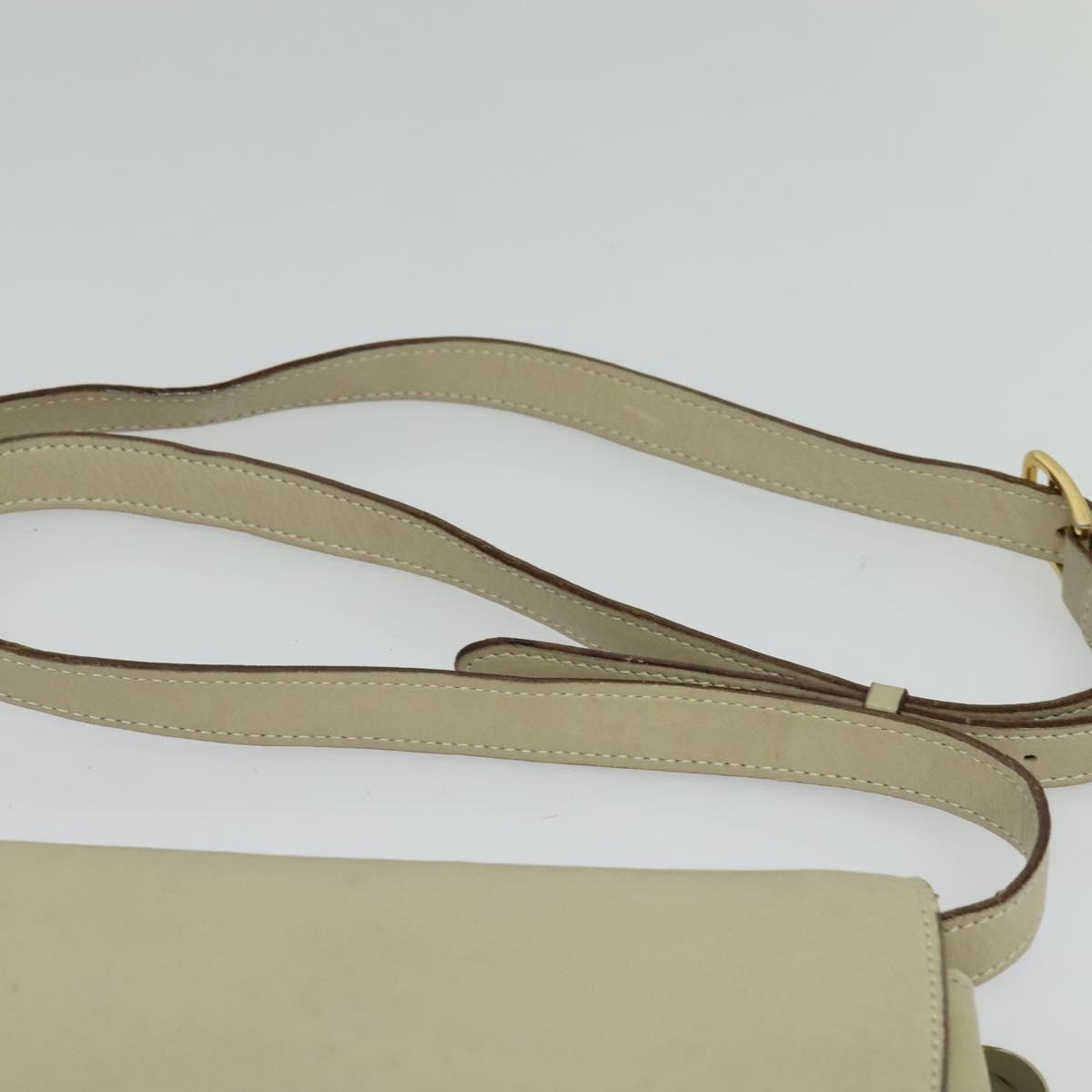CELINE Shoulder Bag Leather Ivory Gold Auth 138458