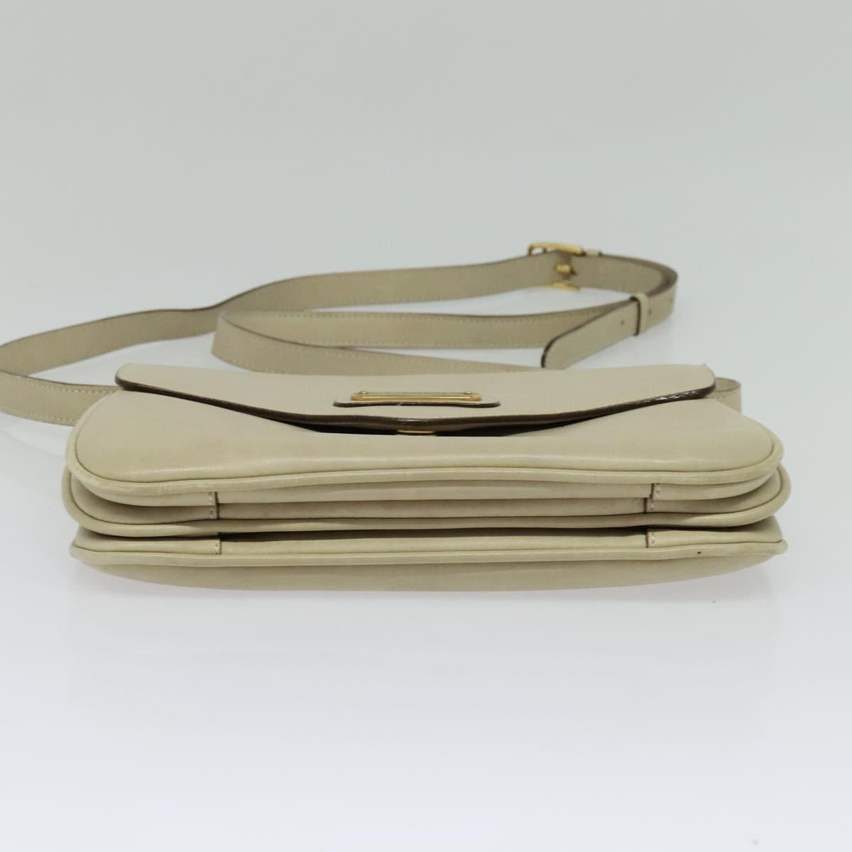 CELINE Shoulder Bag Leather Ivory Gold Auth 138458