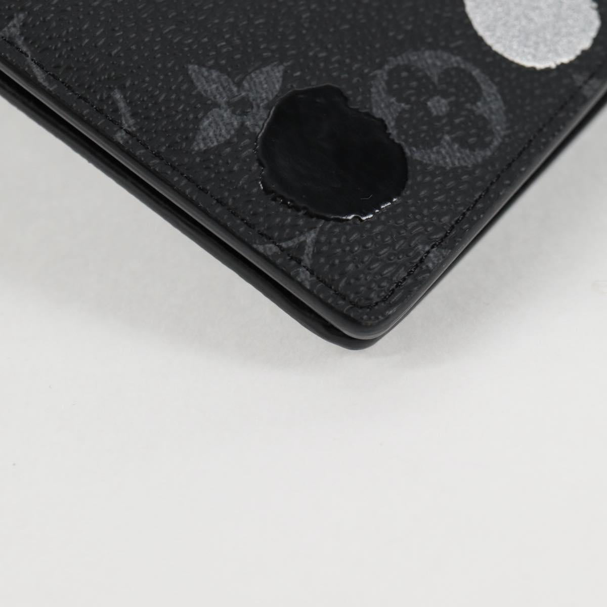 LOUIS VUITTON Monogram Eclipse (LV x YK) Portefeuille Plaza M81932 Auth 138477M