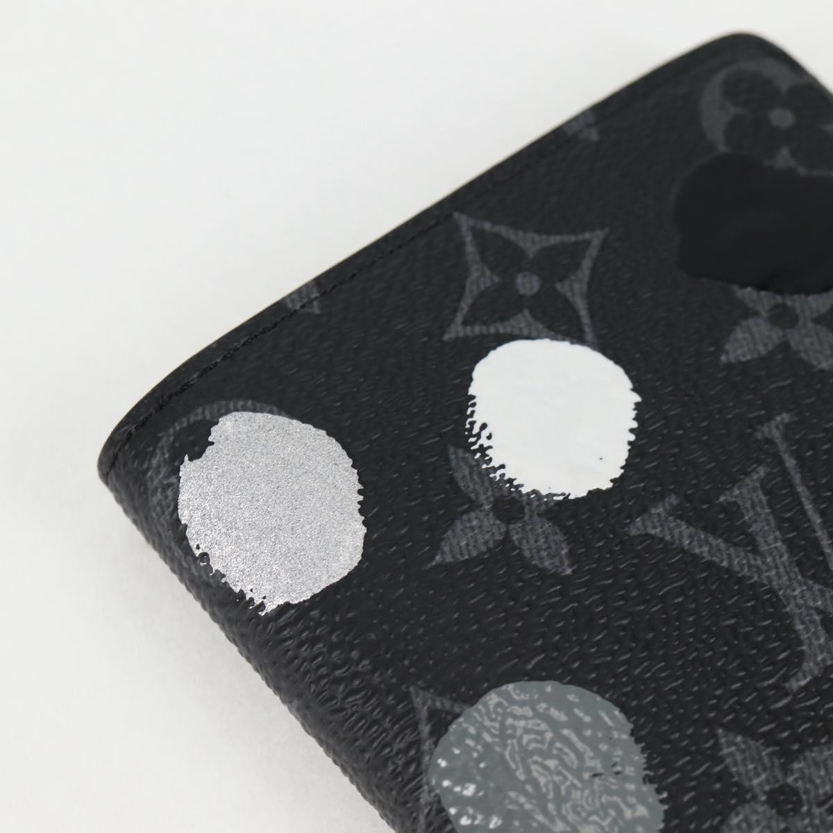 LOUIS VUITTON Monogram Eclipse (LV x YK) Portefeuille Plaza M81932 Auth 138477M