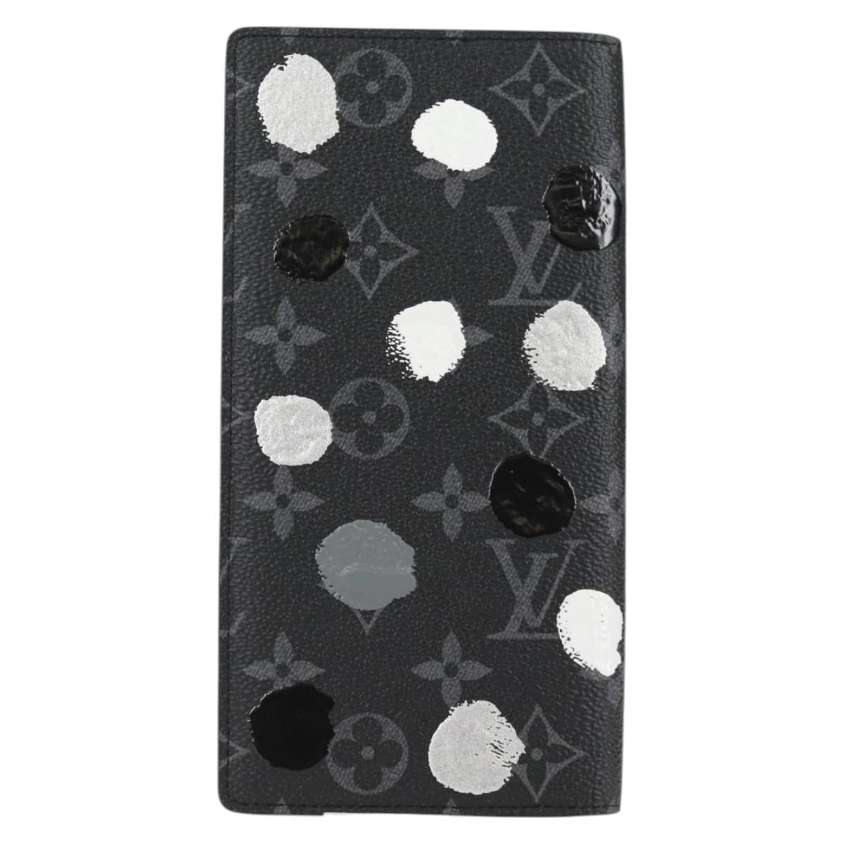 LOUIS VUITTON Monogram Eclipse (LV x YK) Portefeuille Plaza M81932 Auth 138477M