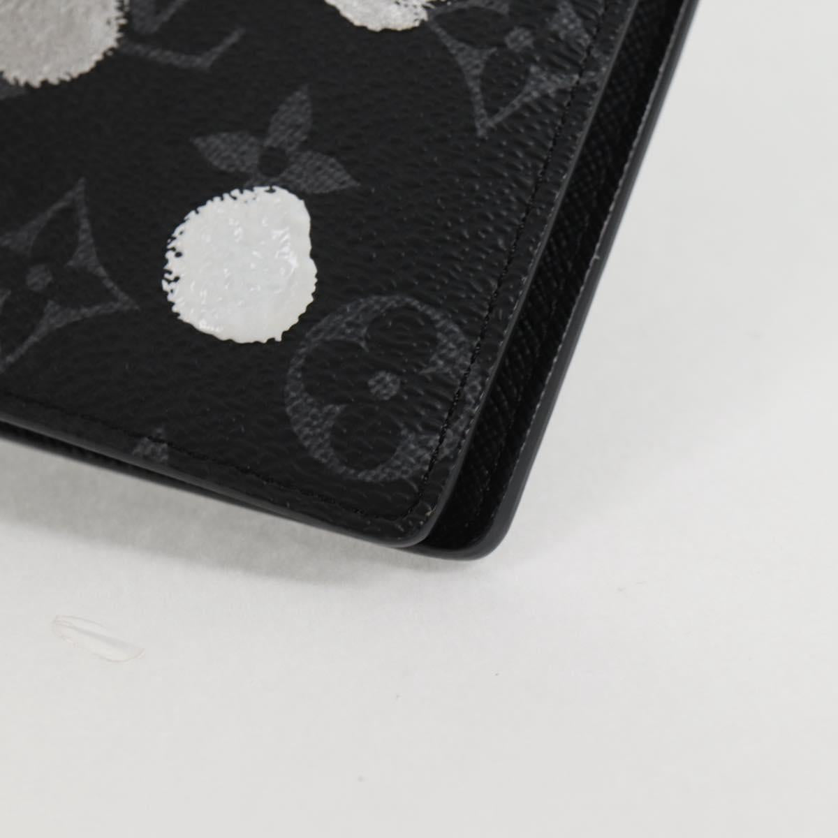 LOUIS VUITTON Monogram Eclipse (LV x YK) Portefeuille Plaza M81932 Auth 138477M