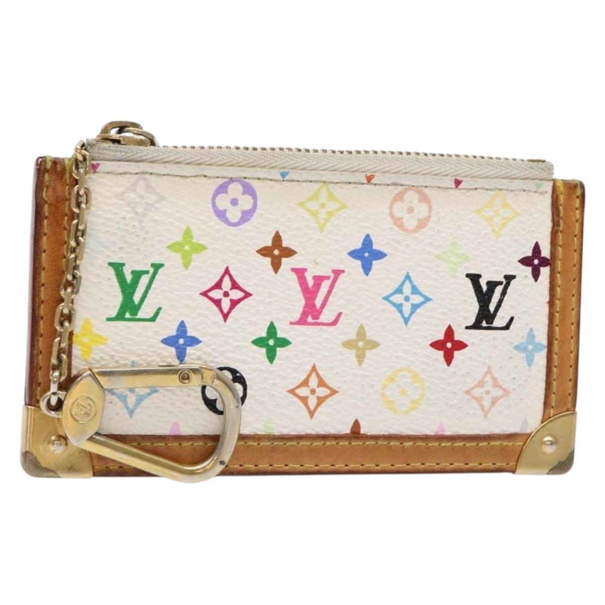 LOUIS VUITTON Multicolor Pochette Cles Coin Purse White M92655 LV Auth 138481