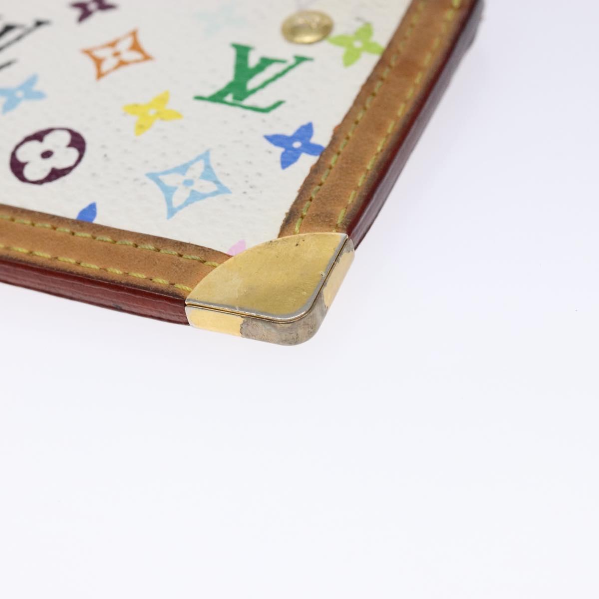 LOUIS VUITTON Multicolor Pochette Cles Coin Purse White M92655 LV Auth 138481