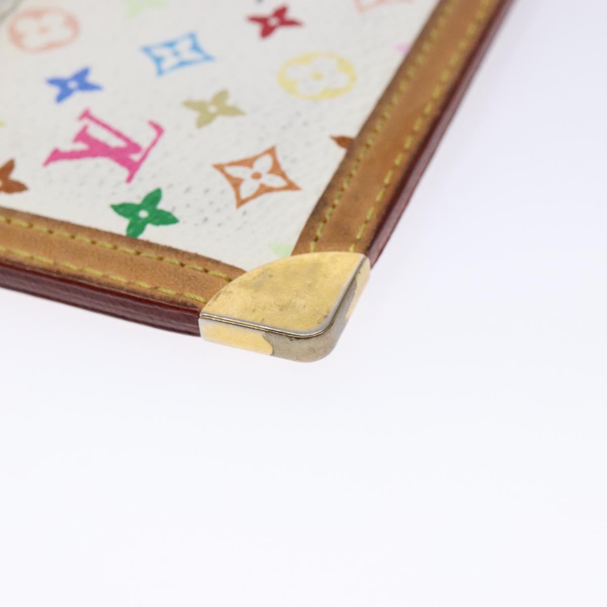 LOUIS VUITTON Multicolor Pochette Cles Coin Purse White M92655 LV Auth 138481