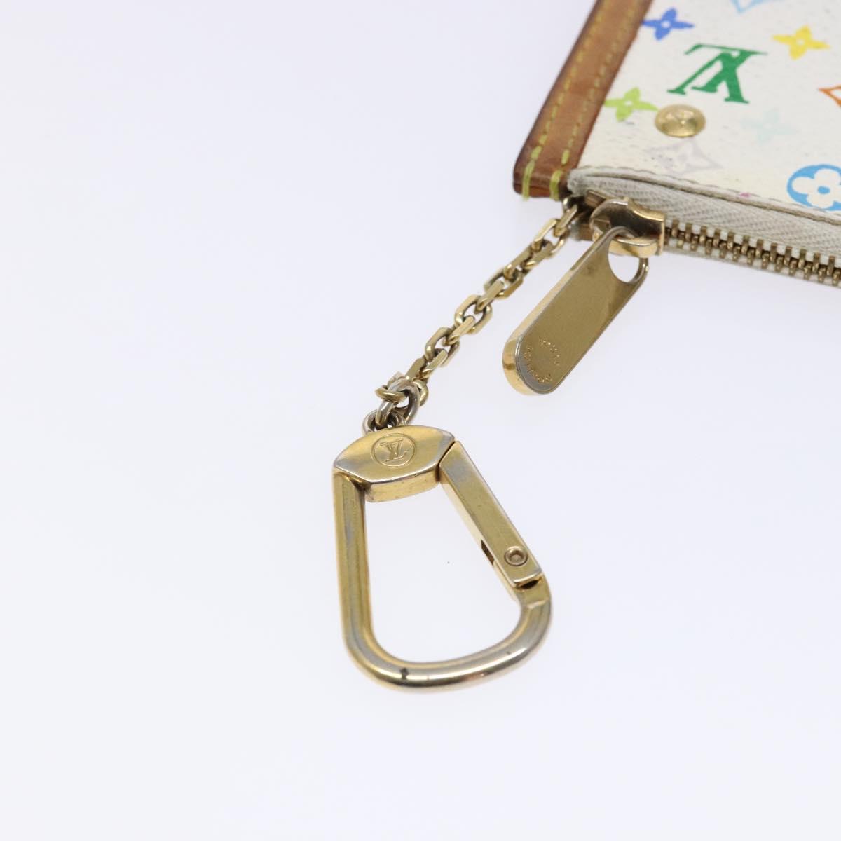 LOUIS VUITTON Multicolor Pochette Cles Coin Purse White M92655 LV Auth 138481
