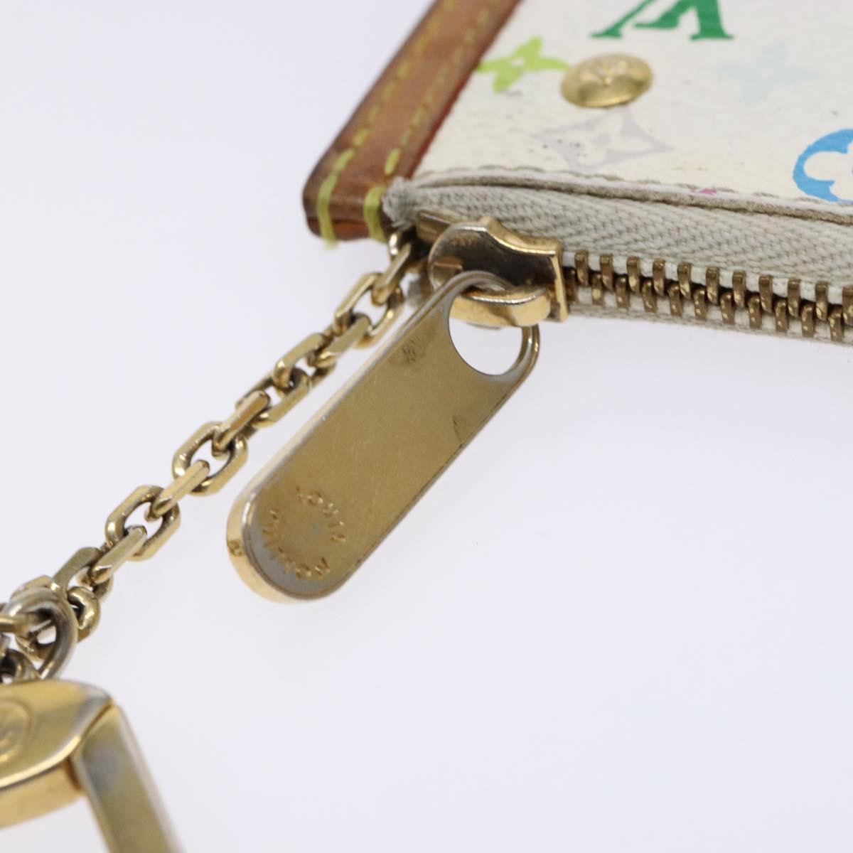 LOUIS VUITTON Multicolor Pochette Cles Coin Purse White M92655 LV Auth 138481