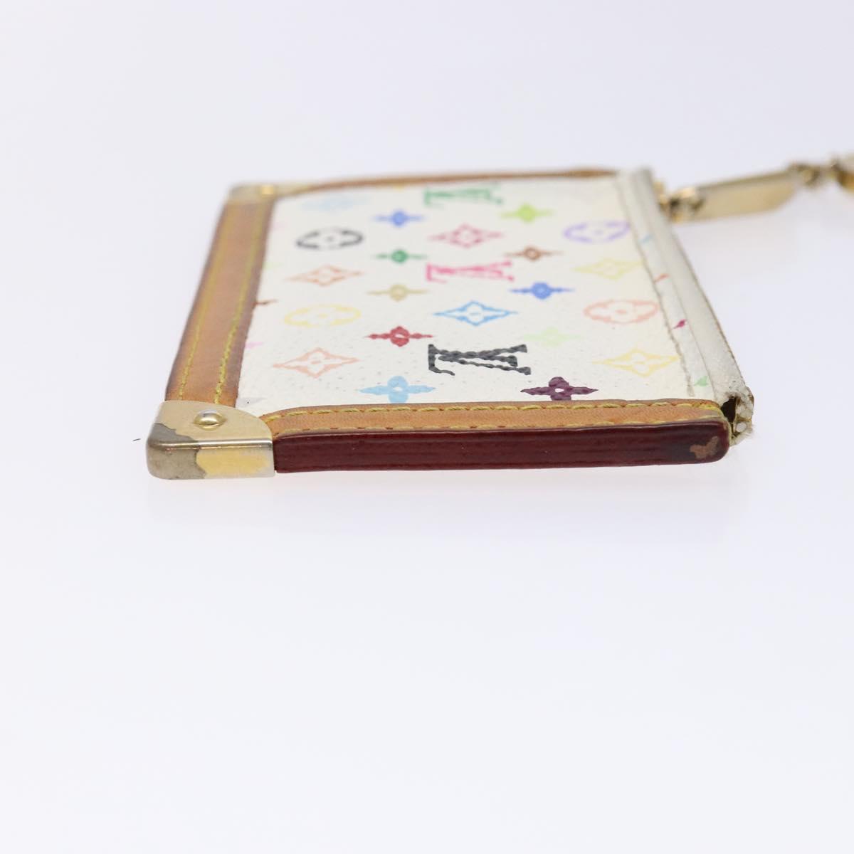 LOUIS VUITTON Multicolor Pochette Cles Coin Purse White M92655 LV Auth 138481
