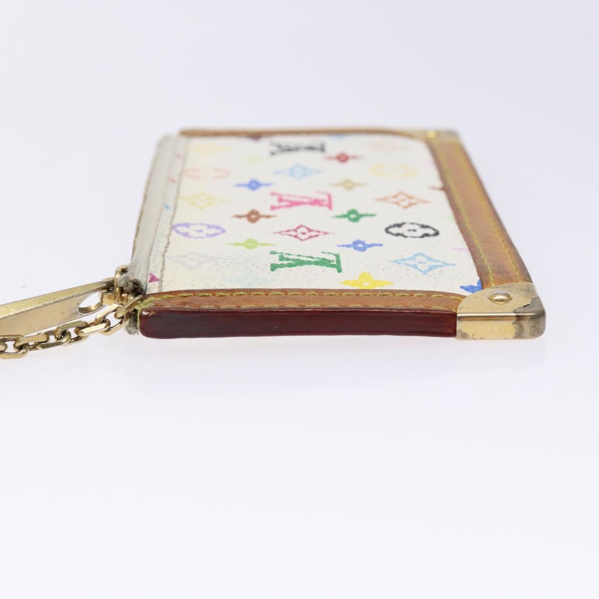 LOUIS VUITTON Multicolor Pochette Cles Coin Purse White M92655 LV Auth 138481