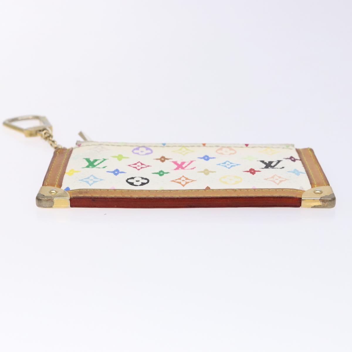 LOUIS VUITTON Multicolor Pochette Cles Coin Purse White M92655 LV Auth 138481