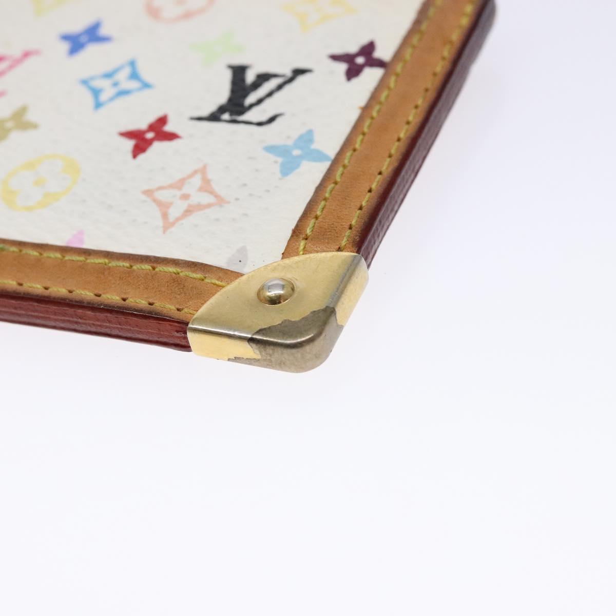 LOUIS VUITTON Multicolor Pochette Cles Coin Purse White M92655 LV Auth 138481