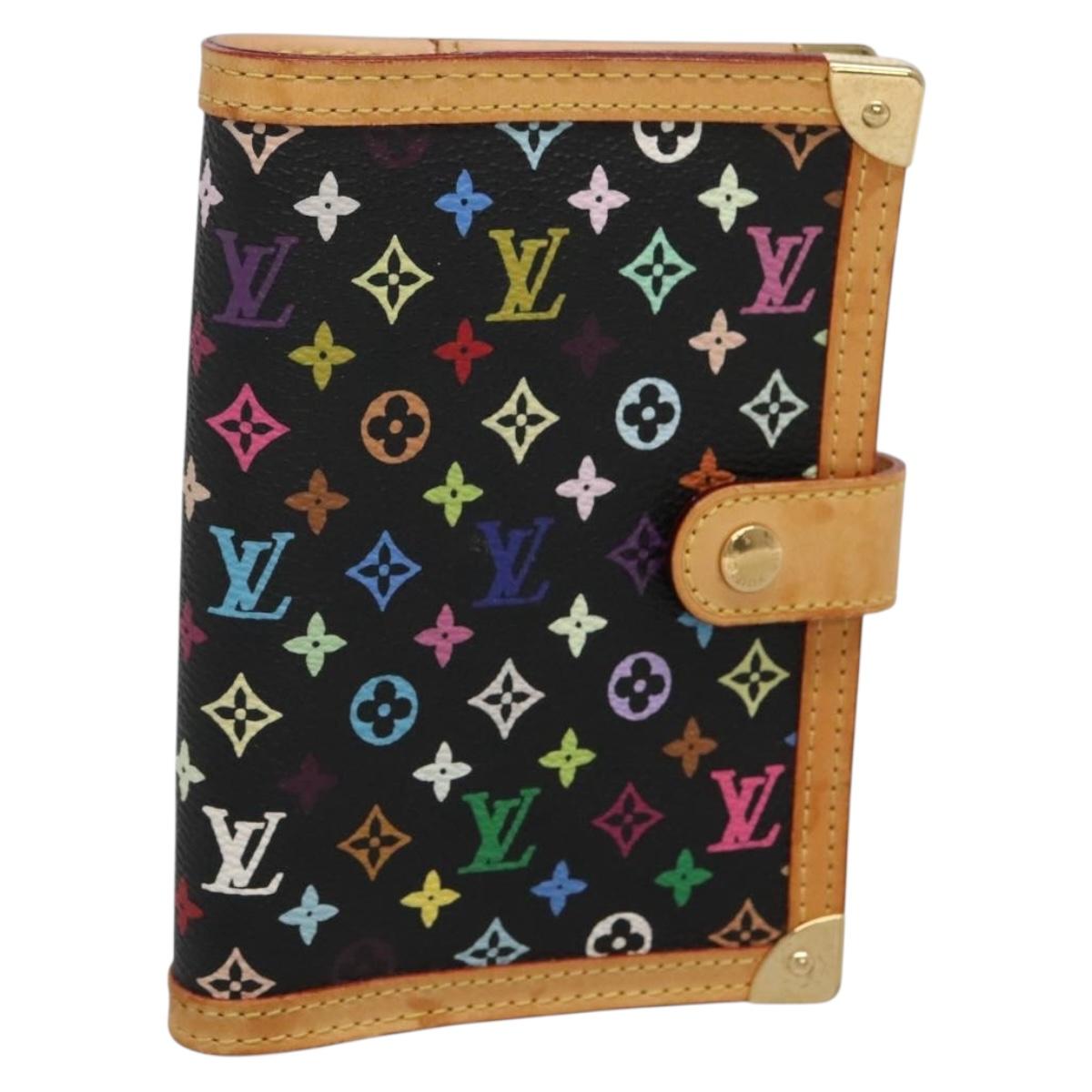 LOUIS VUITTON Multicolor Agenda PM Day Planner Cover Black R20895 Auth 138483
