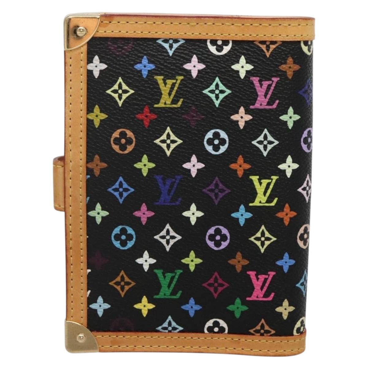 LOUIS VUITTON Multicolor Agenda PM Day Planner Cover Black R20895 Auth 138483